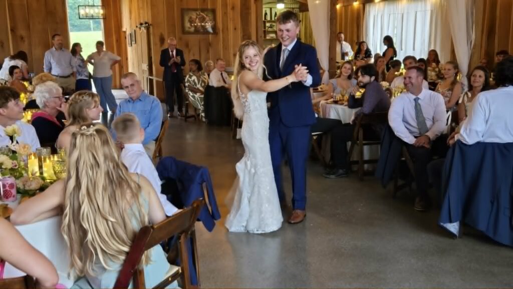 Bride and groom dancing at a wedding with MC DJ Service